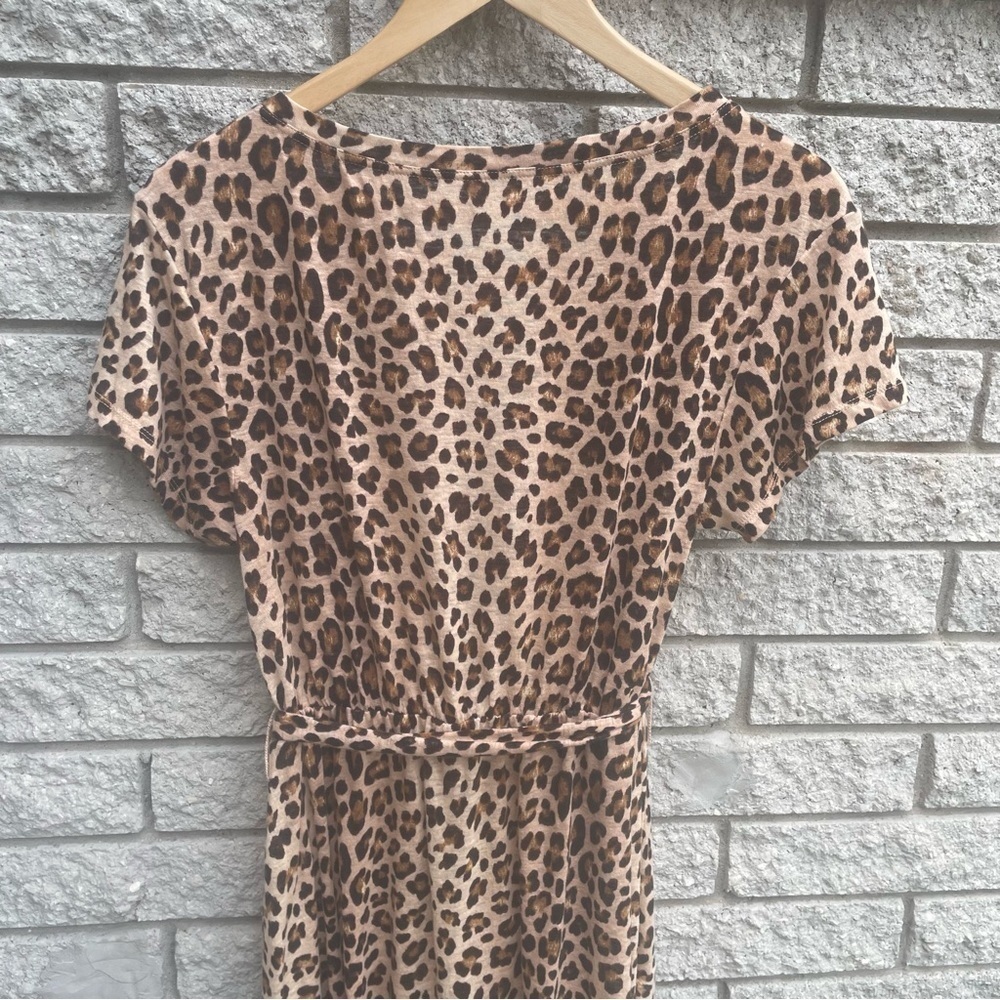 Rebecca Taylor Leopard Print Linen Midi Dress Size Medium - Picture 6 of 8